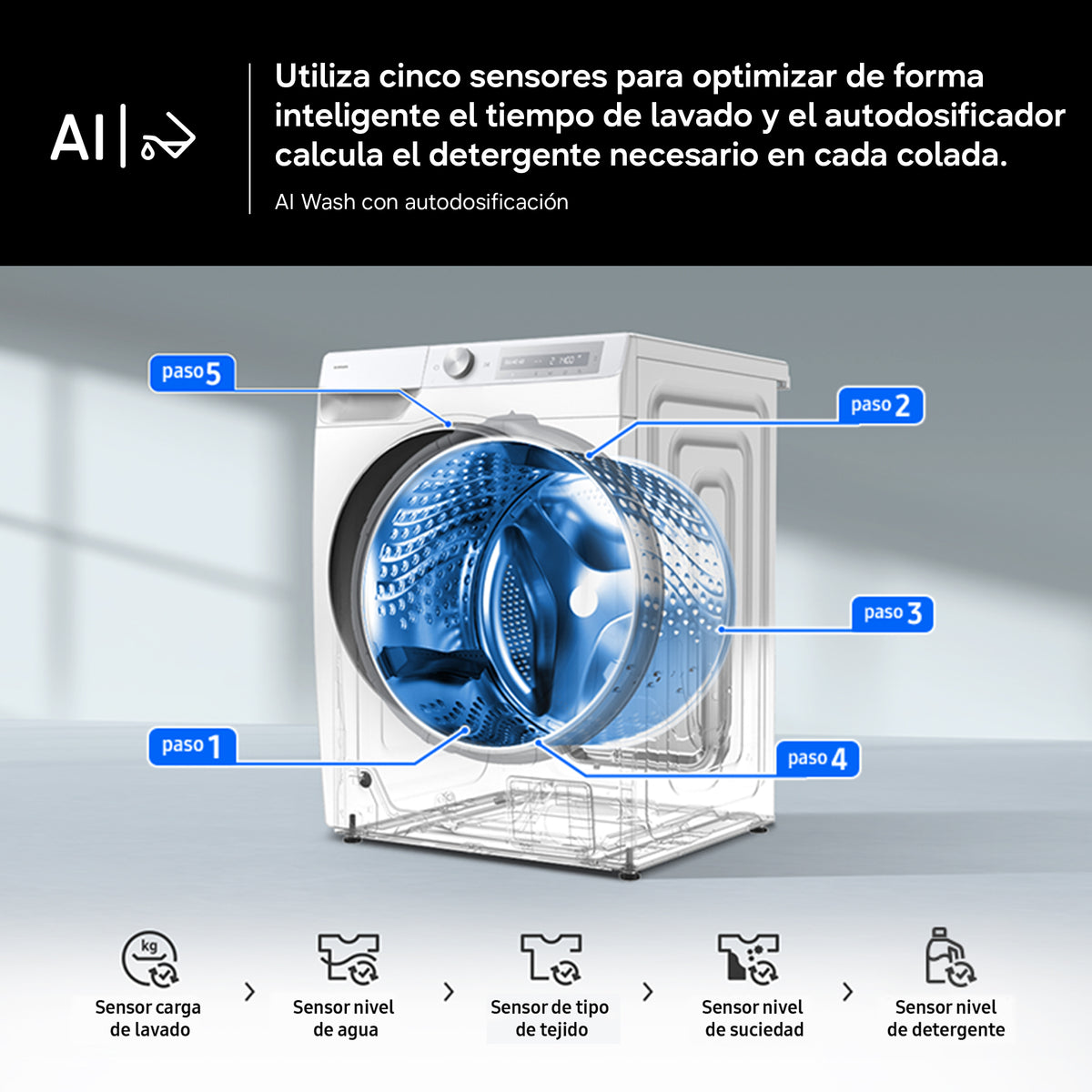 Samsung WW90DG6U85LE/U3 – SmartThings y Drum Clean+