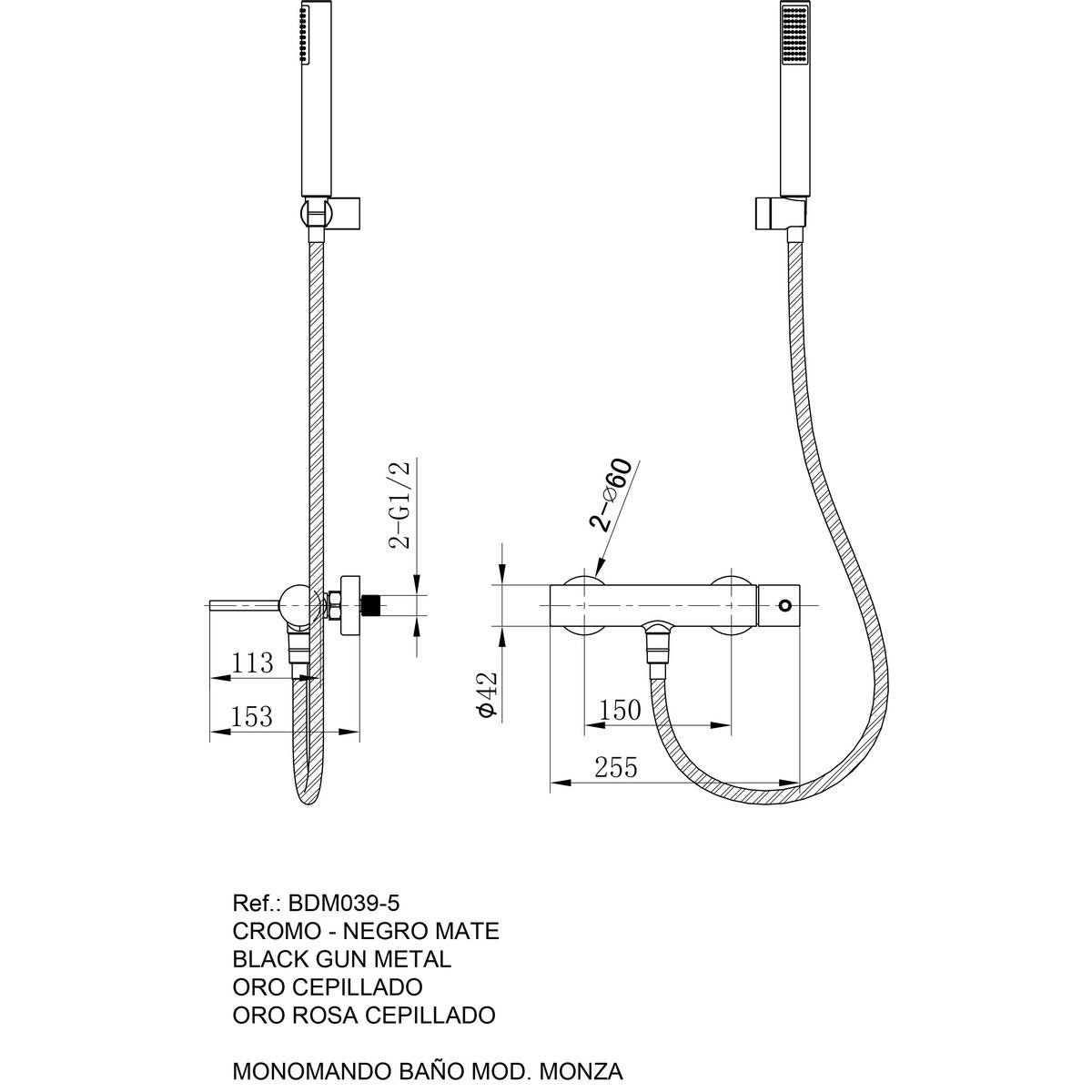 GRIFO IMEX KIT CUHA MONOM. MONZA BDM039-5