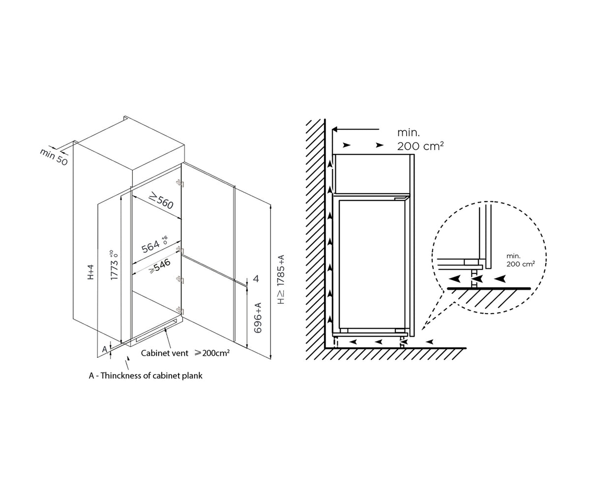 Fotografía adicional del frigorífico combi integrable Artica COOLTECH177EIN, imagen de la galería 2