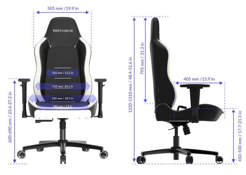 SILLA GAMING VERTAGEAR SL3800 HYGENNX NEGRA/BLANCA