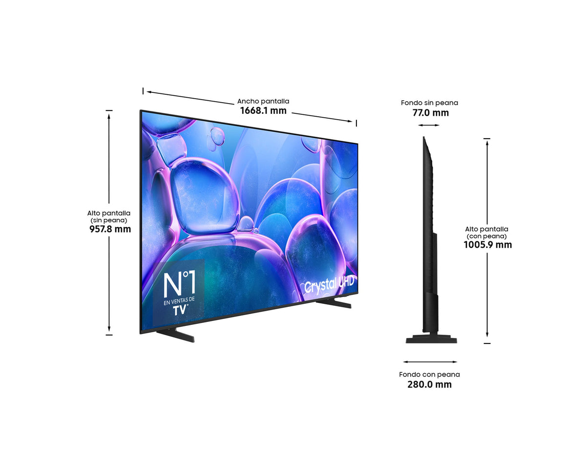 TV SAMSUNG 75" TU75U7025F CRYSTAL UHD SMART TV BT