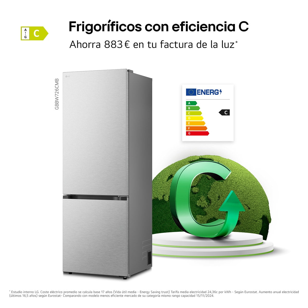 Frigorífico combi LG GBBW726CMB – detalle de conservación y equipamiento