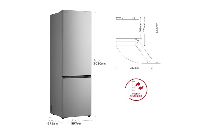 Frigorífico combi LG GBBSJ2CCPY – vista frontal y acabado