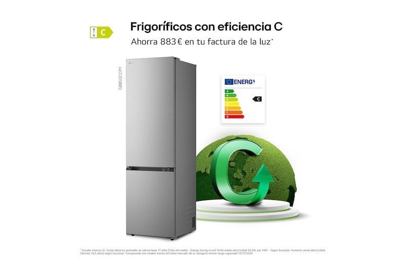 Frigorífico combi LG GBBSJ2CCPY – detalle de conservación y equipamiento
