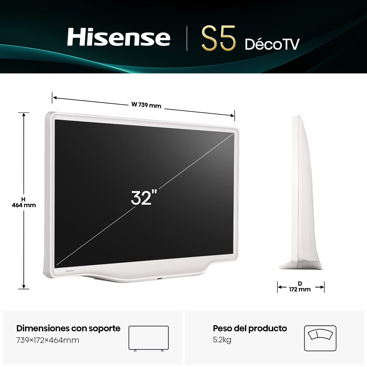 TV HISENSE 32" 32S5Q FHD QLED SMART TV DECO