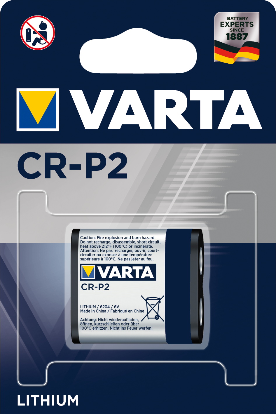 PILA VARTA CRP2 LITIO 6V 1 BLISTER