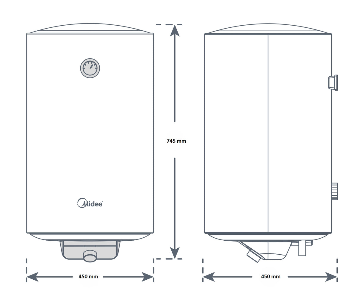 TERMO MIDEA D8015FG LUME CYLINDER 80L CLASE C