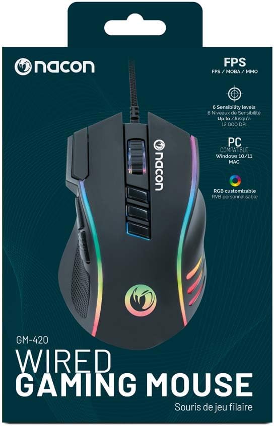 RATON NACON PCGM-420 CON CABLE DPI 12000 RGB PC