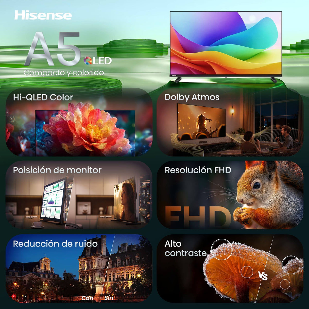 TV HISENSE 40" 40A5S FHD QLED SMART TV DOLBY ATMOS