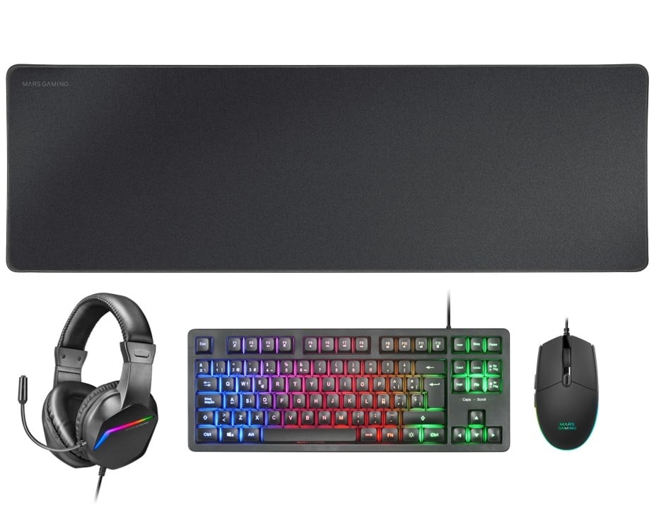 TECLADO+MOUSE+AURICULARES+ALFOMBRILLA MARS GAMING