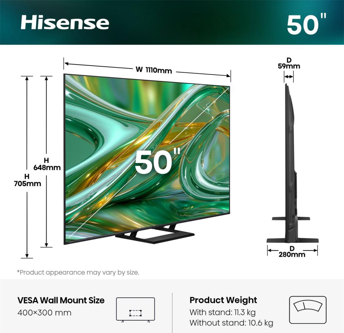 TV HISENSE 50" 50E8S UHD MINILED SMART TV 144HZ