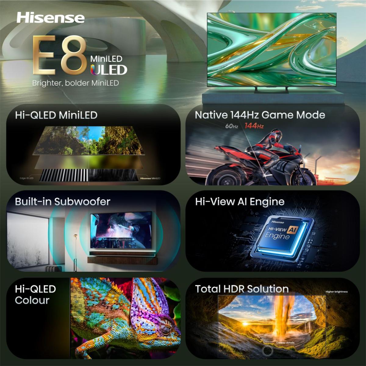 TV HISENSE 50" 50E8S UHD MINILED SMART TV 144HZ