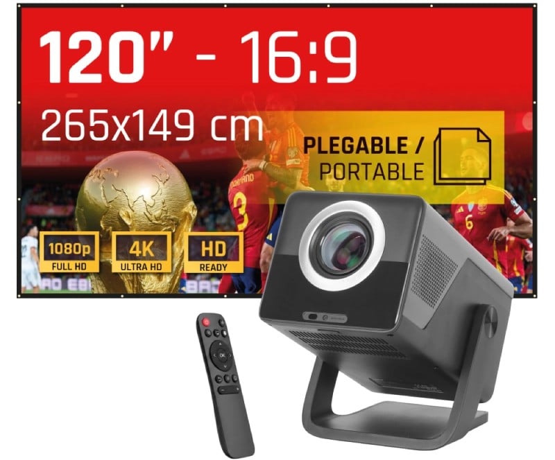 PROYECTOR IGGUAL IGG321003 4K ANDROID + LONA 120"