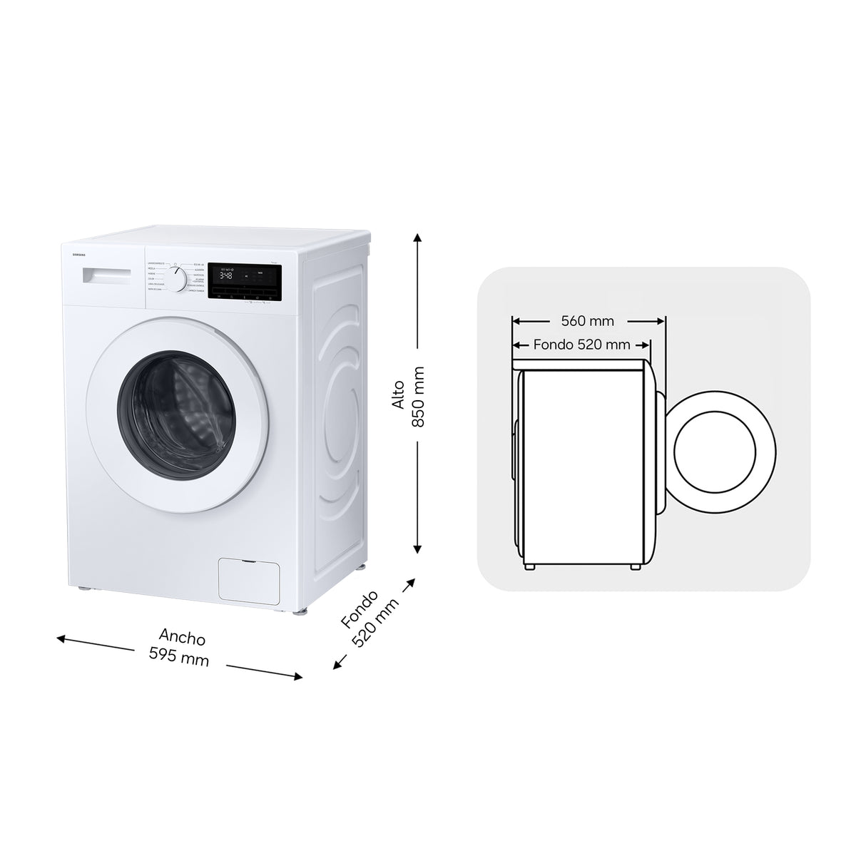 Samsung WW90FG3M05TW/EC – dimensiones