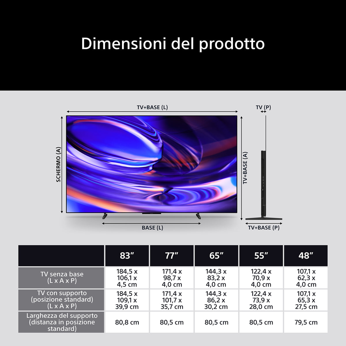 TV SONY 83" K83A65PB UHD OLED HDR XR GOOGLETV 120H