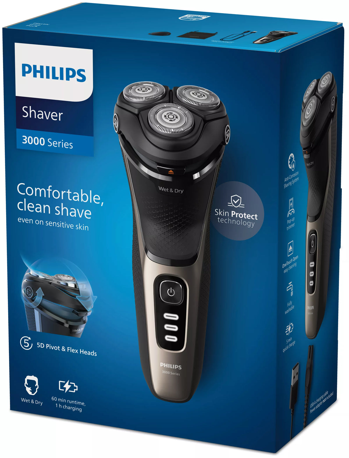 AFEITA. PHILIPS S3242/12 W&D 60MIN 5D USB-A