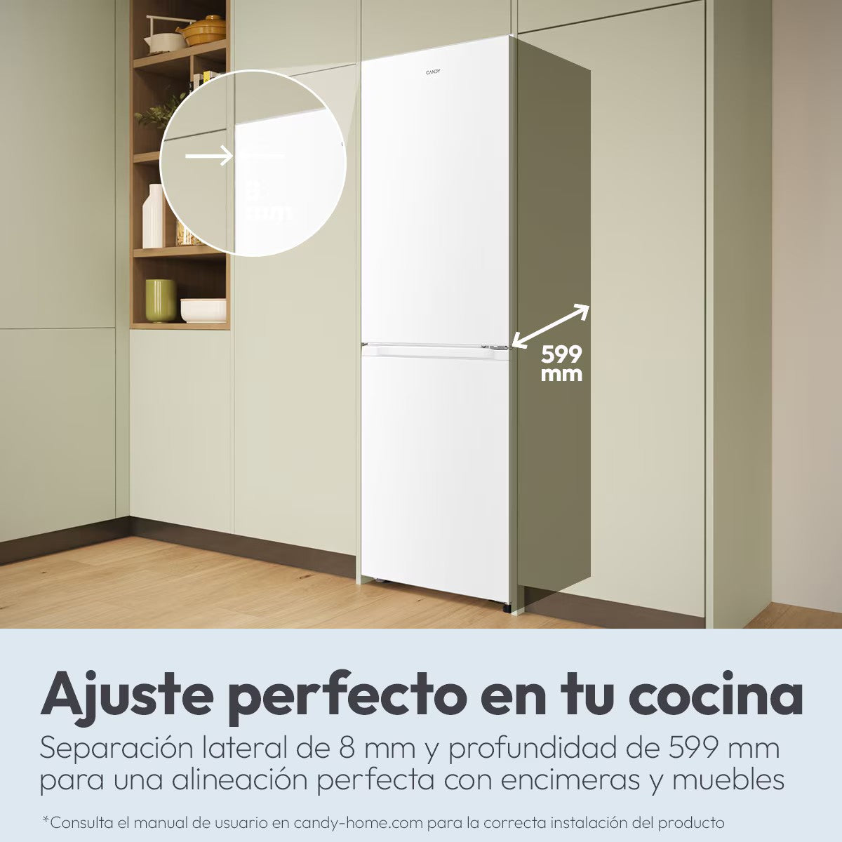 Frigorífico combi Candy CNCQ2T6S18DW, imagen complementaria 7