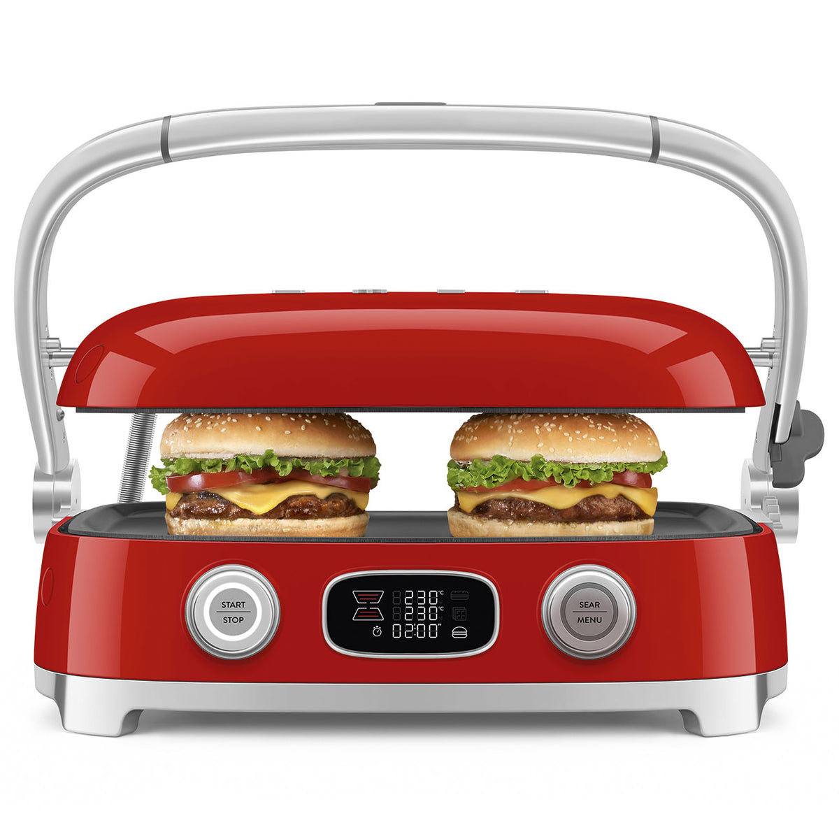 GRILL SMEG MGF01RDEU ROJO 2000W 4 PLACAS INTERC.