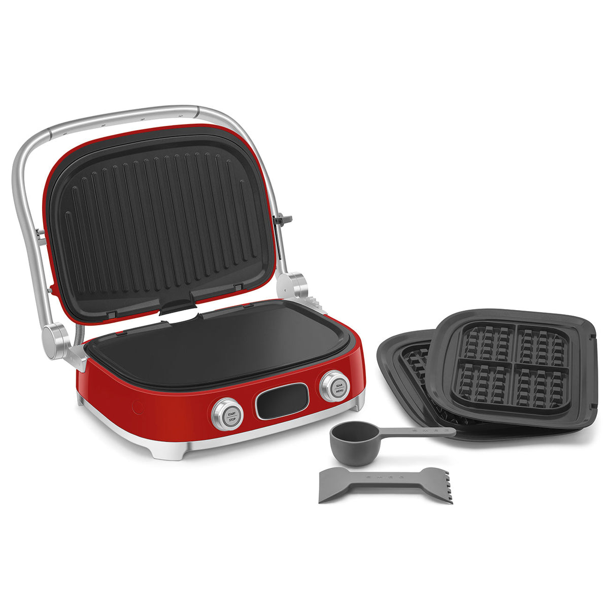 GRILL SMEG MGF01RDEU ROJO 2000W 4 PLACAS INTERC.