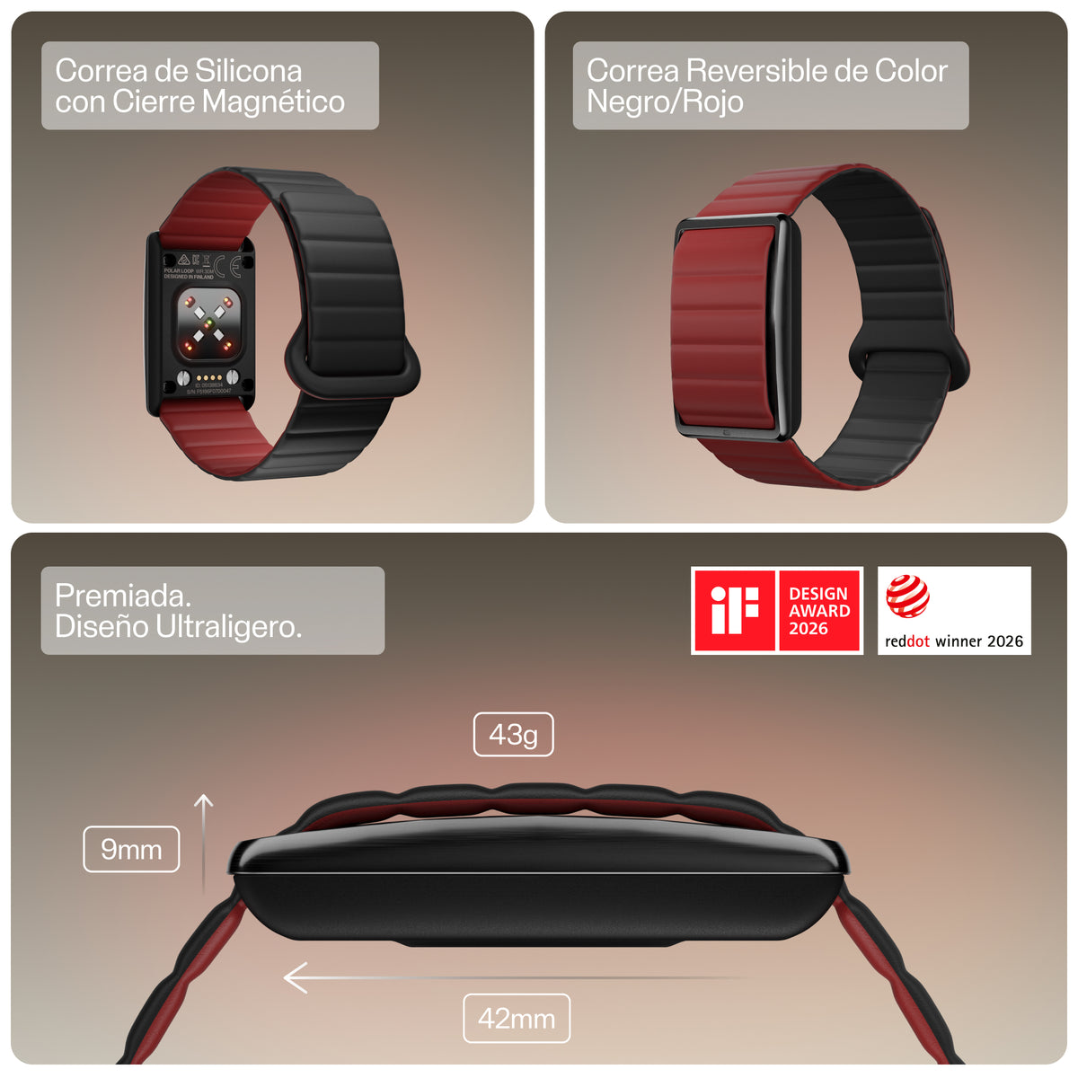 SMART BAND POLAR LOOP GEN2 BLK/CHE SIL S-M