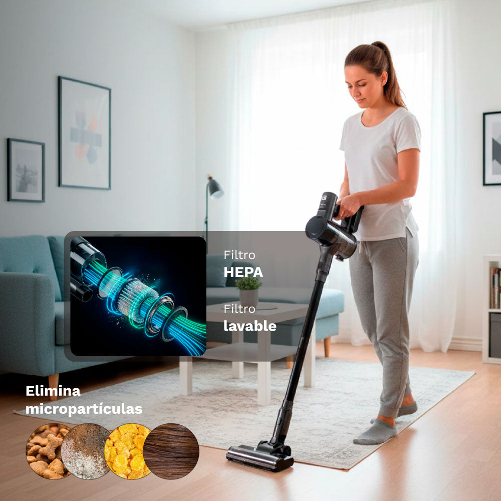 Aspirador escoba sin cables 28 kPa con autovaciado Grunkel ASP-N28ST