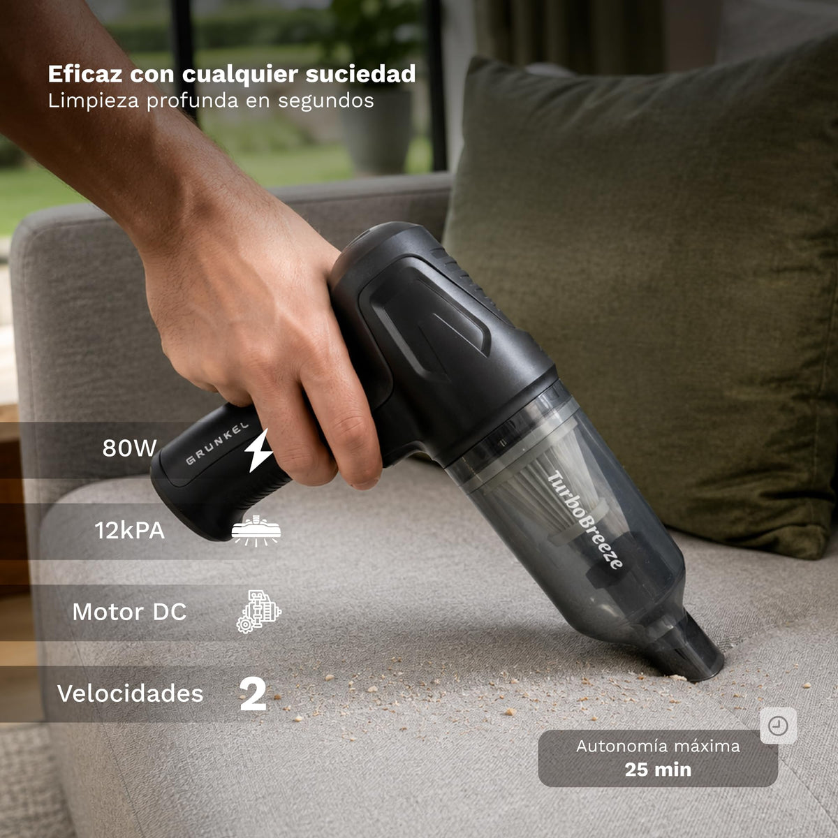 Aspirador de mano para coche Grunkel CARFORCE2