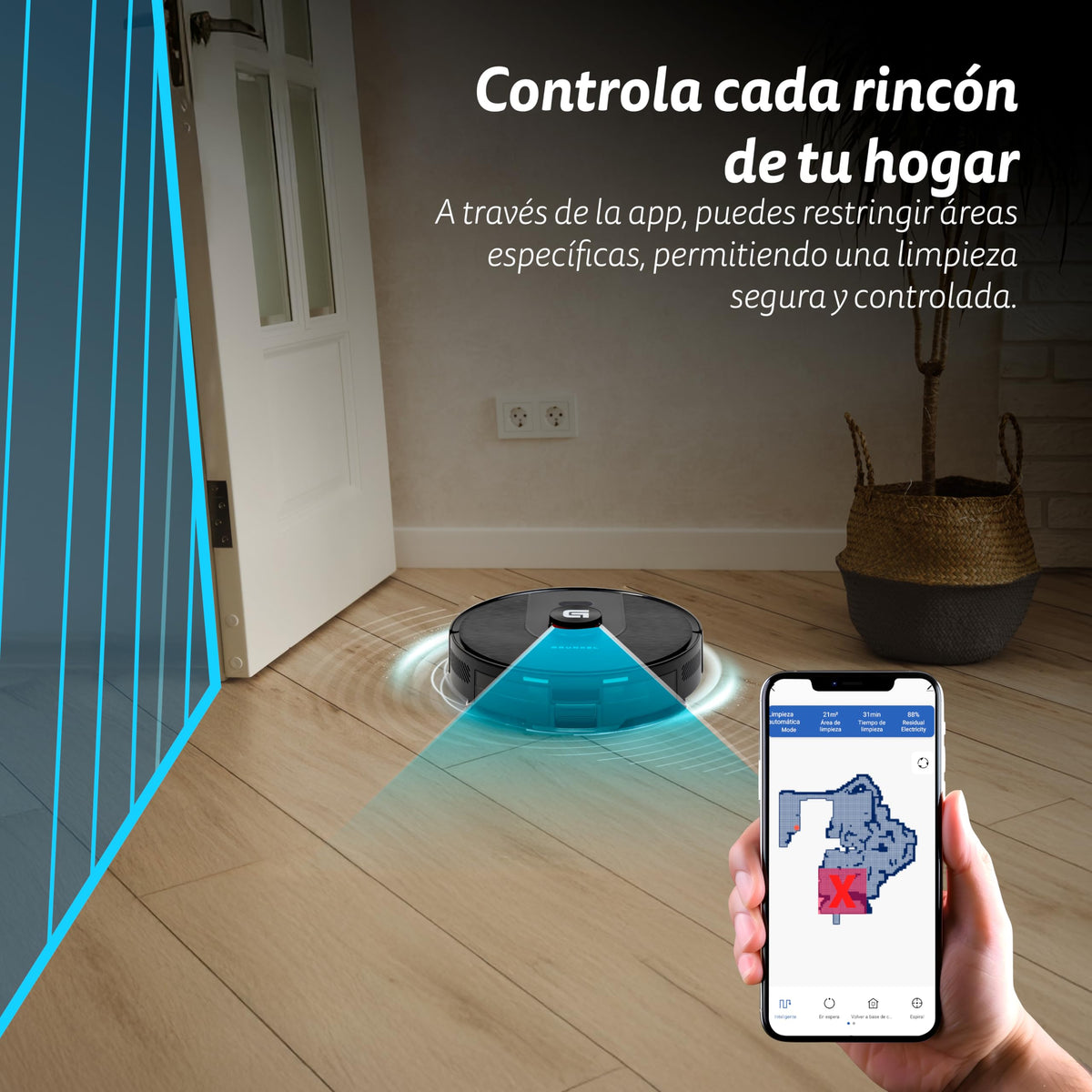 Robot aspirador láser con base de autovaciado Grunkel I-DANCERTURBOLASERDUST