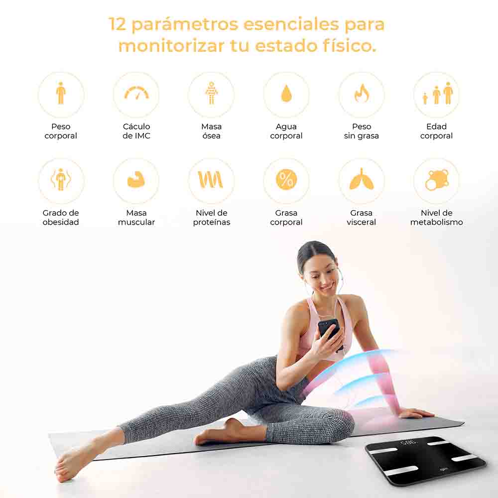 Báscula de baño inteligente con app Grunkel FITBLUE300BLACK negra