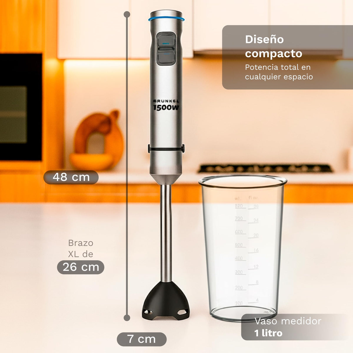 Batidora de mano con accesorios Grunkel BM-1500SET
