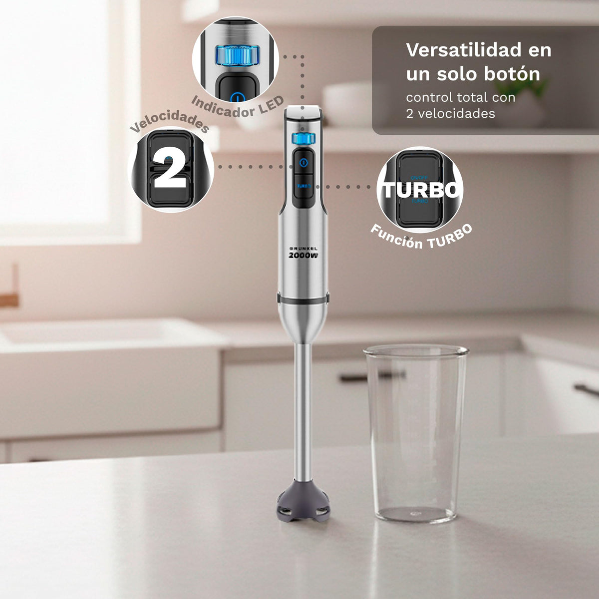 Batidora de mano con accesorios Grunkel BM-2000SET