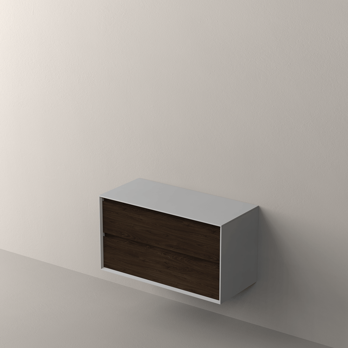Mueble de baño suspendido Cool acabado Blanco Mate y Nogal - NOFER
