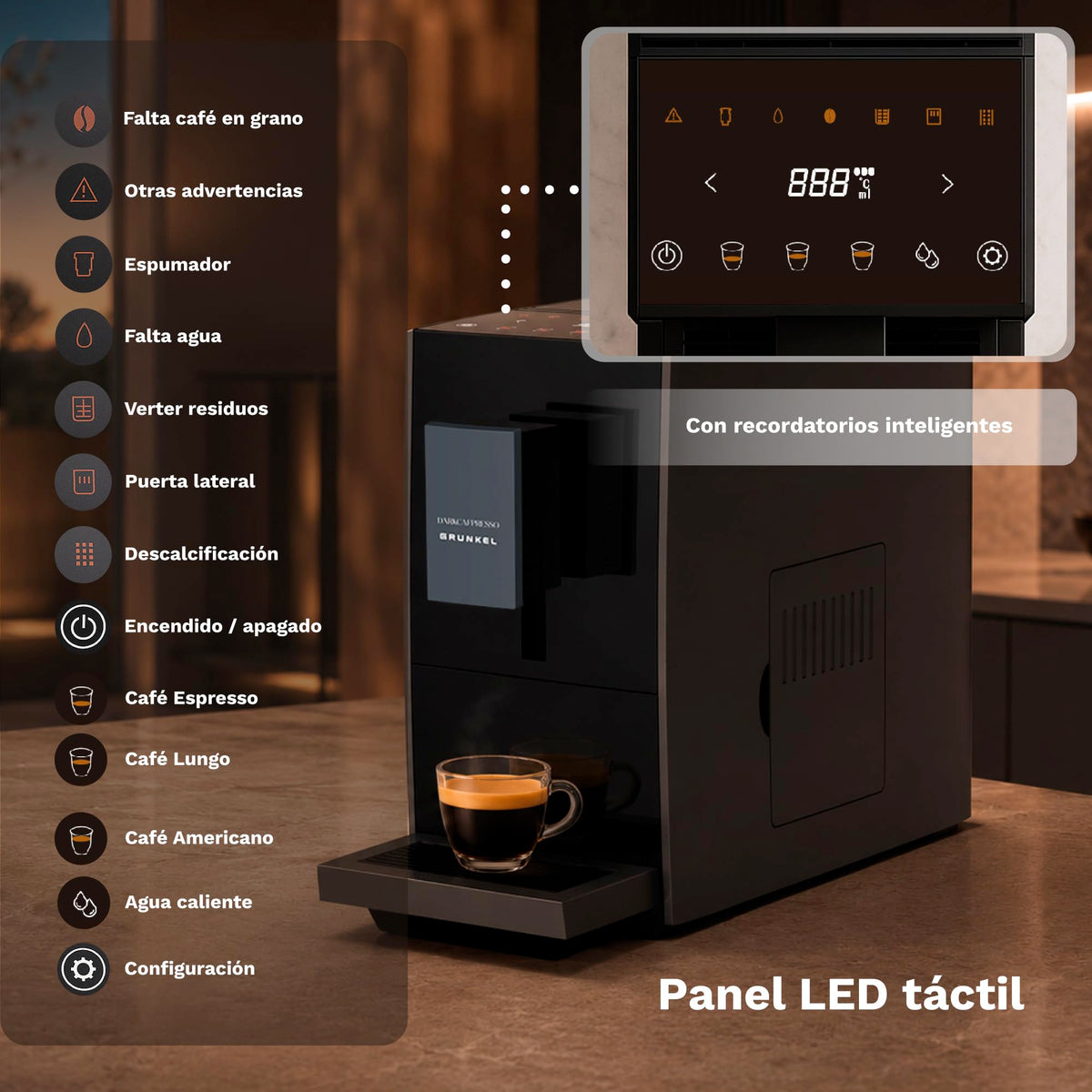 Cafetera superautomática Grunkel DARKCAFPRESSO