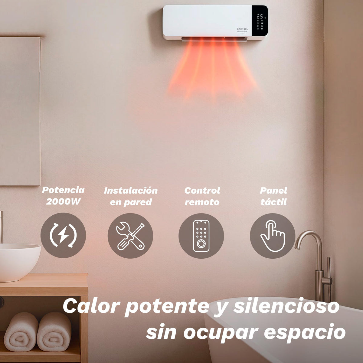 Calefactor cerámico de pared 2000 W Grunkel CF-2000WALL