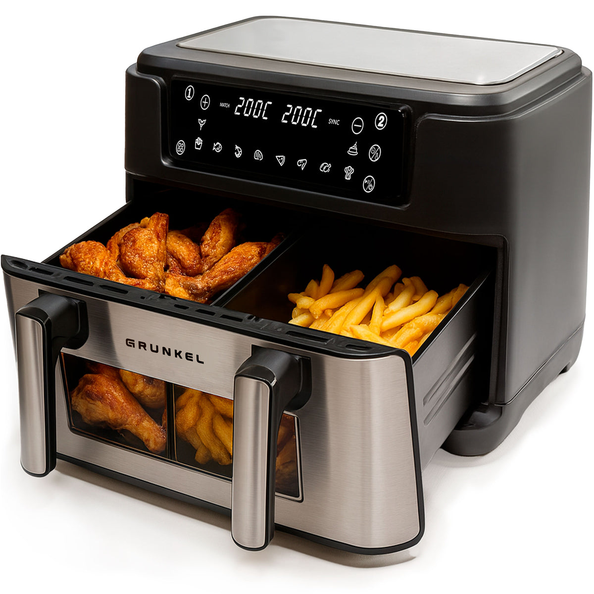 Freidora aire doble cesta 10 L Grunkel DUALFLEXIFRYER