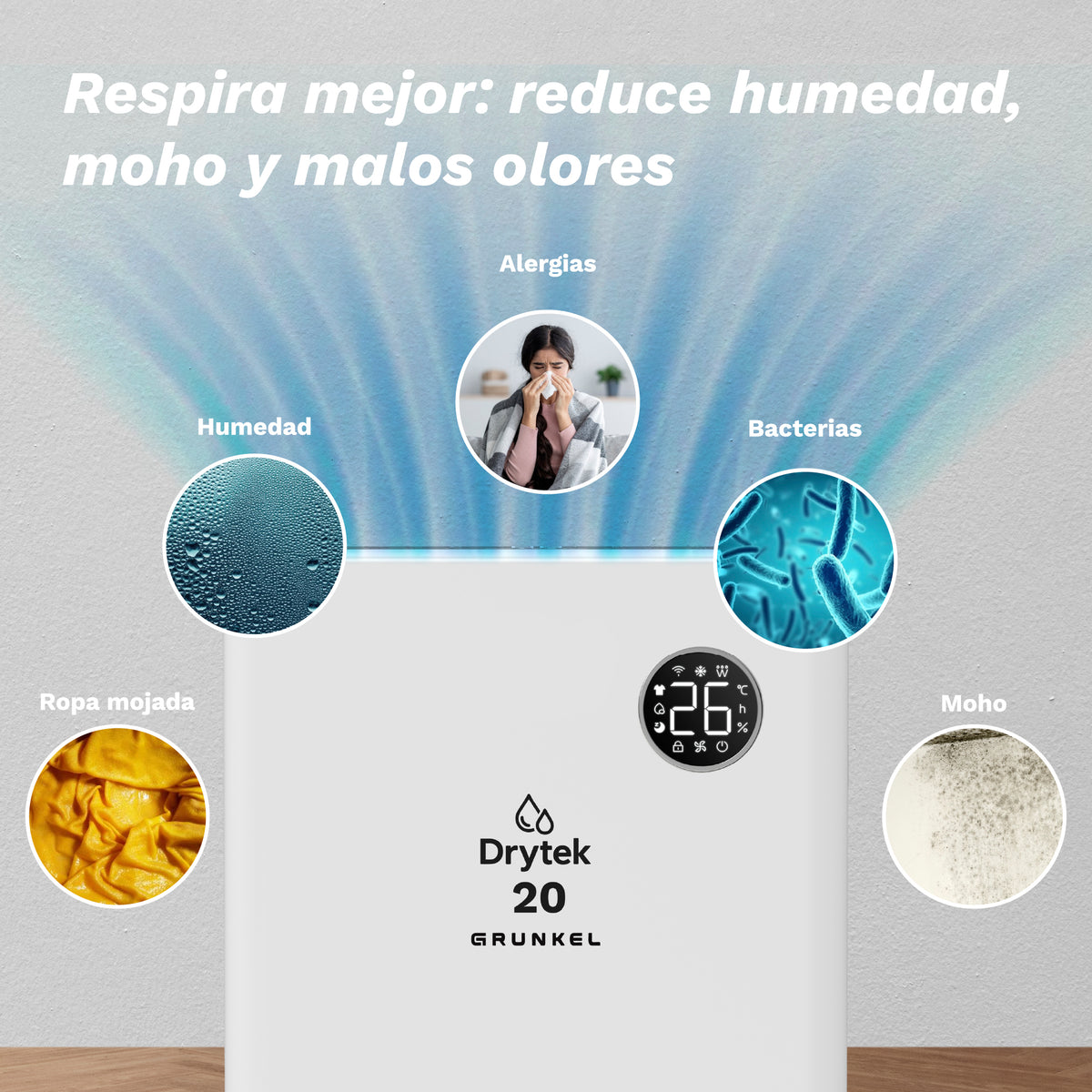 Deshumidificador 20 L/día Grunkel DH-20DT