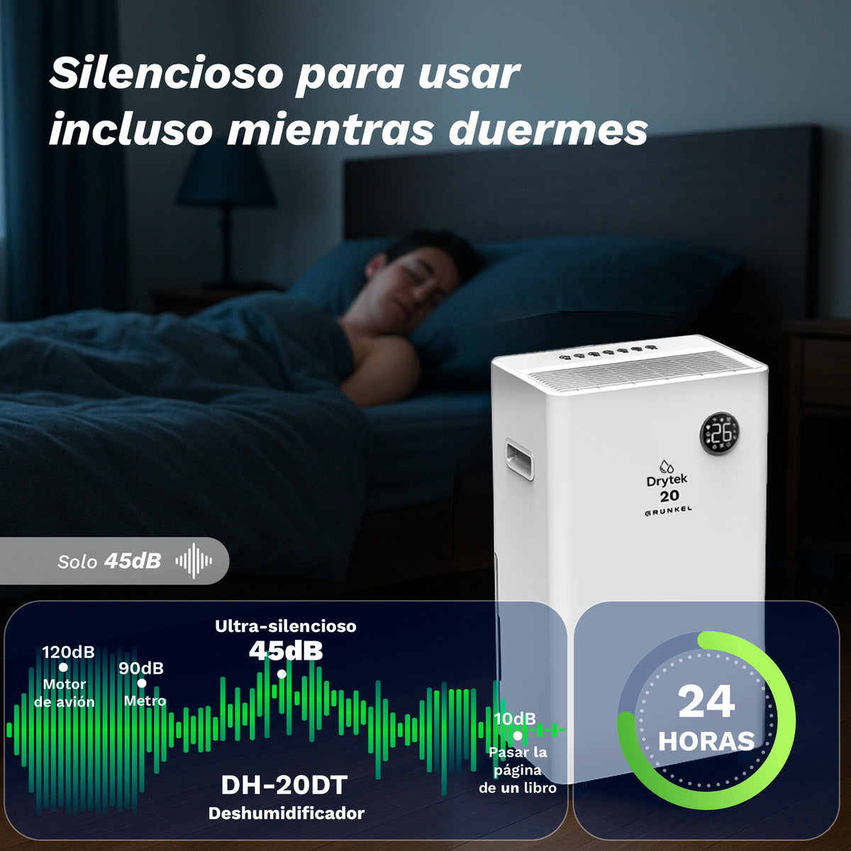 Deshumidificador 20 L/día Grunkel DH-20DT
