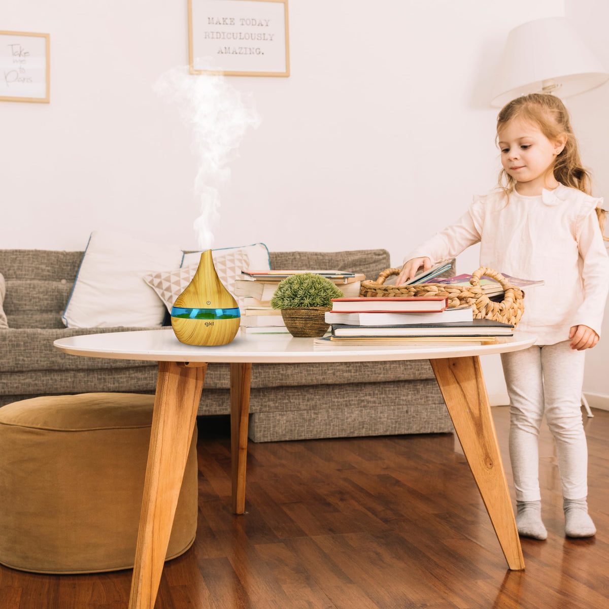 Humidificador difusor de aromas 300 ml Grunkel DIF-300M madera