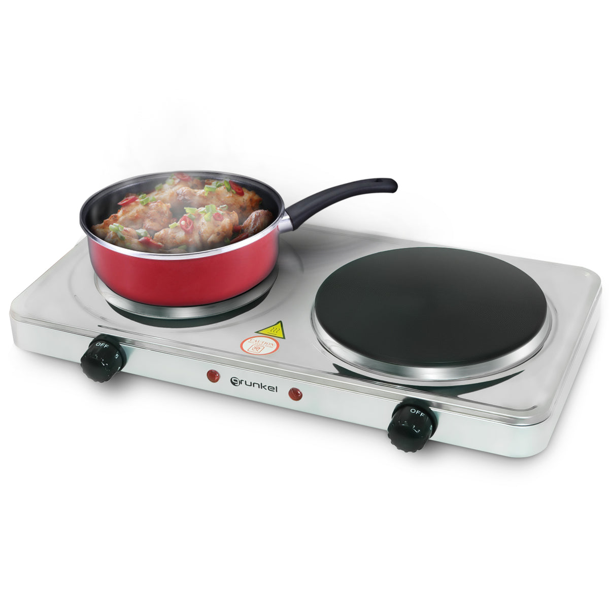 Hornillo eléctrico doble inoxidable Grunkel EHP-218INOX