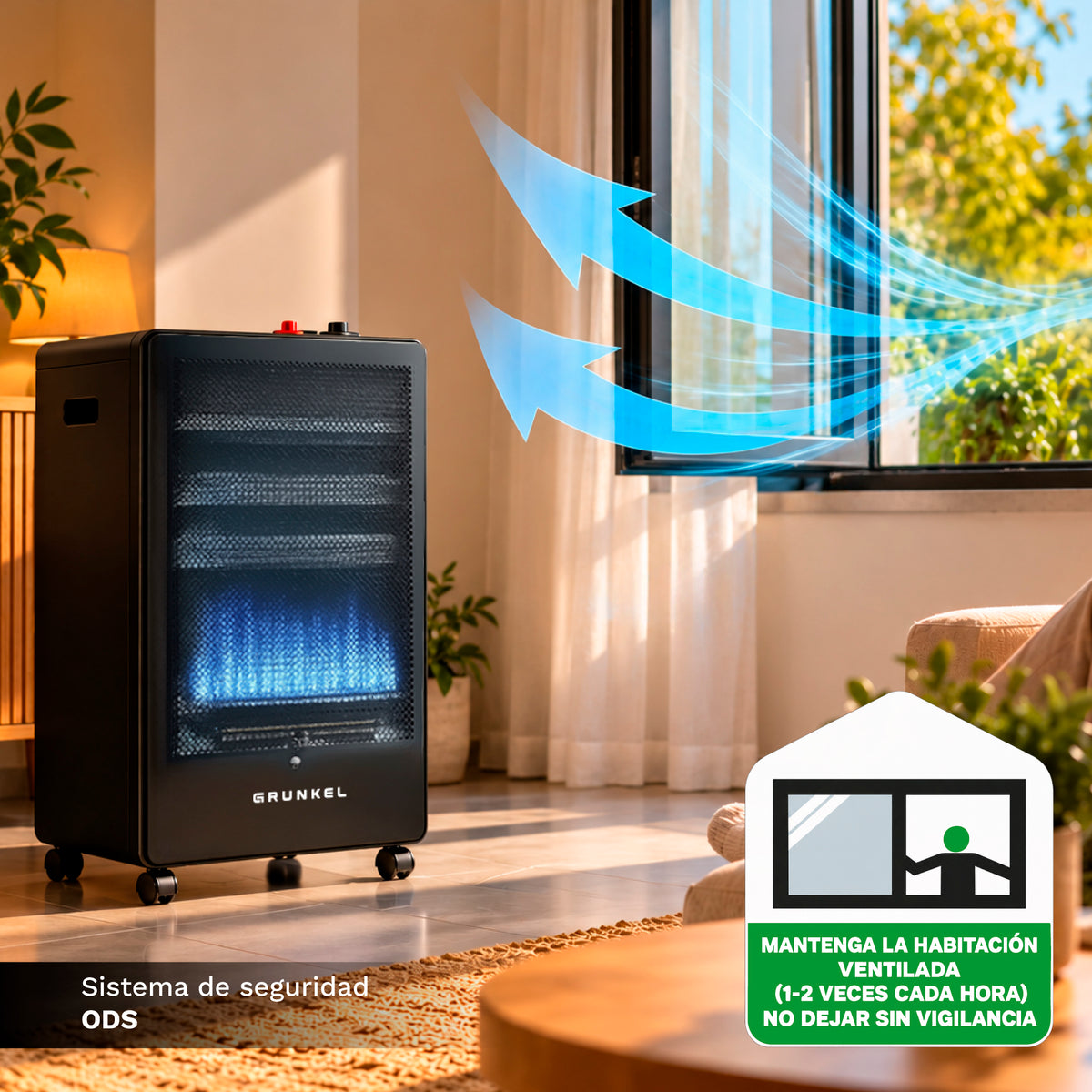 Estufa de gas butano llama azul 3800 W Grunkel CT-BLUEFLAME