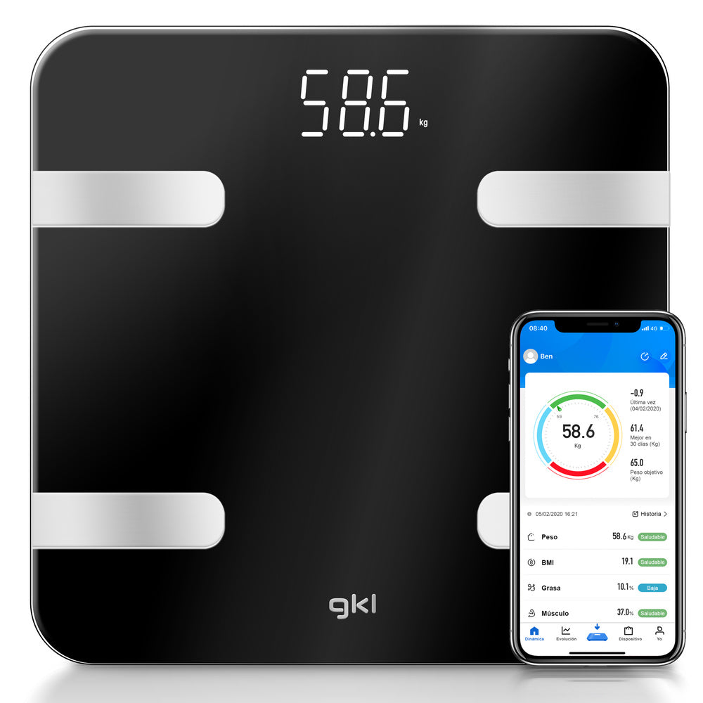 Báscula de baño inteligente con app Grunkel FITBLUE300BLACK negra