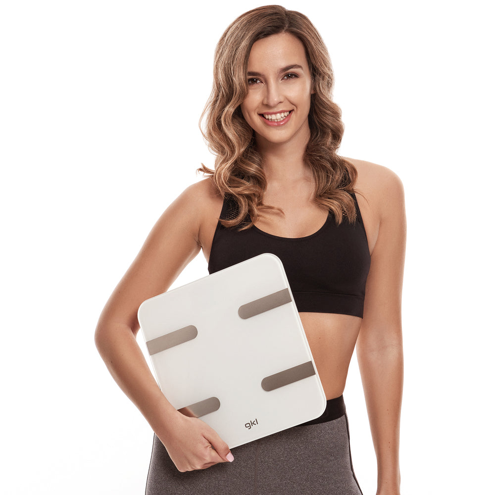 Báscula de baño inteligente con app Grunkel FITBLUE300WHITE blanca