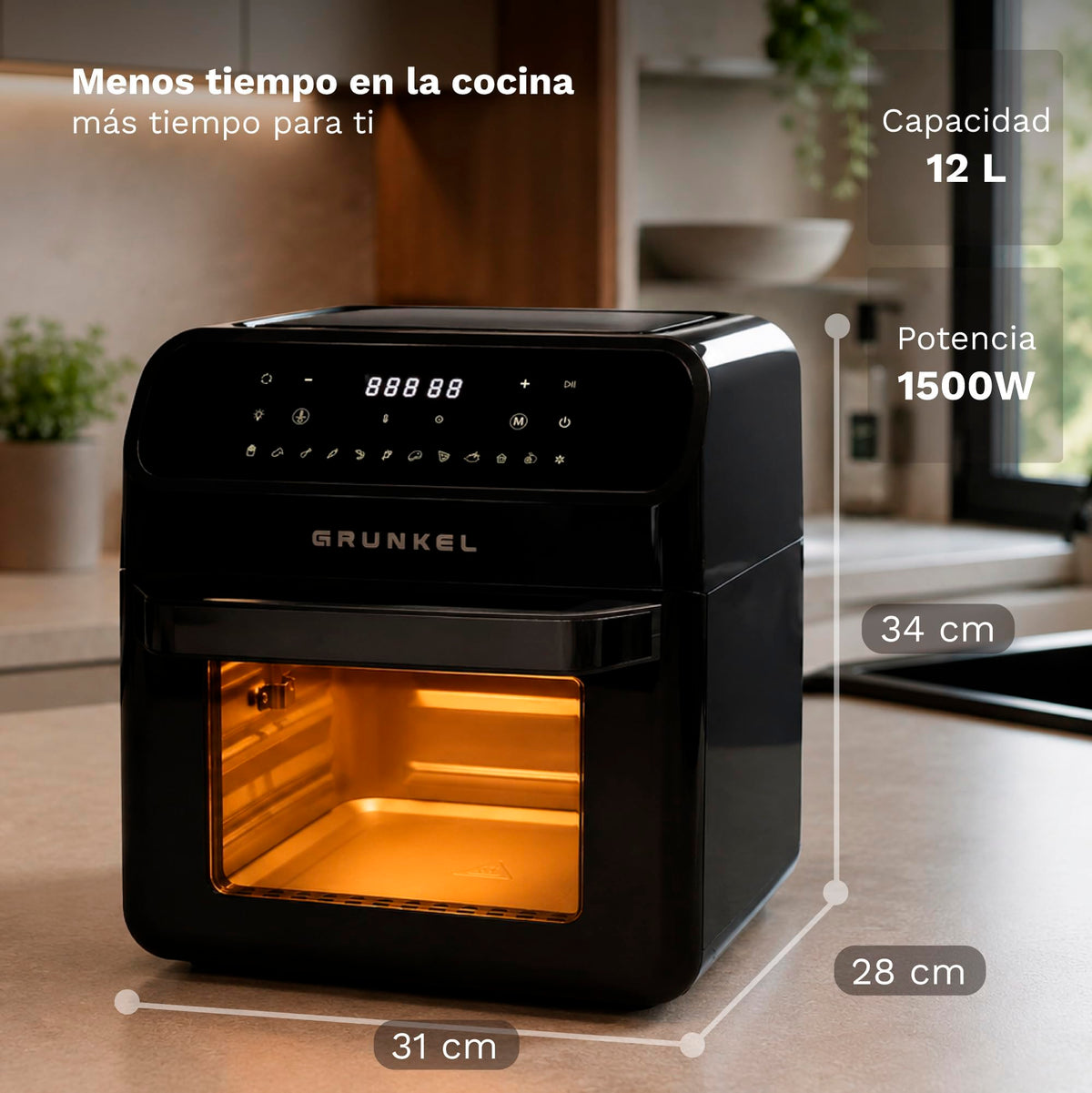 Freidora aire horno 12 L Grunkel BLACKFRYEROVEN negra