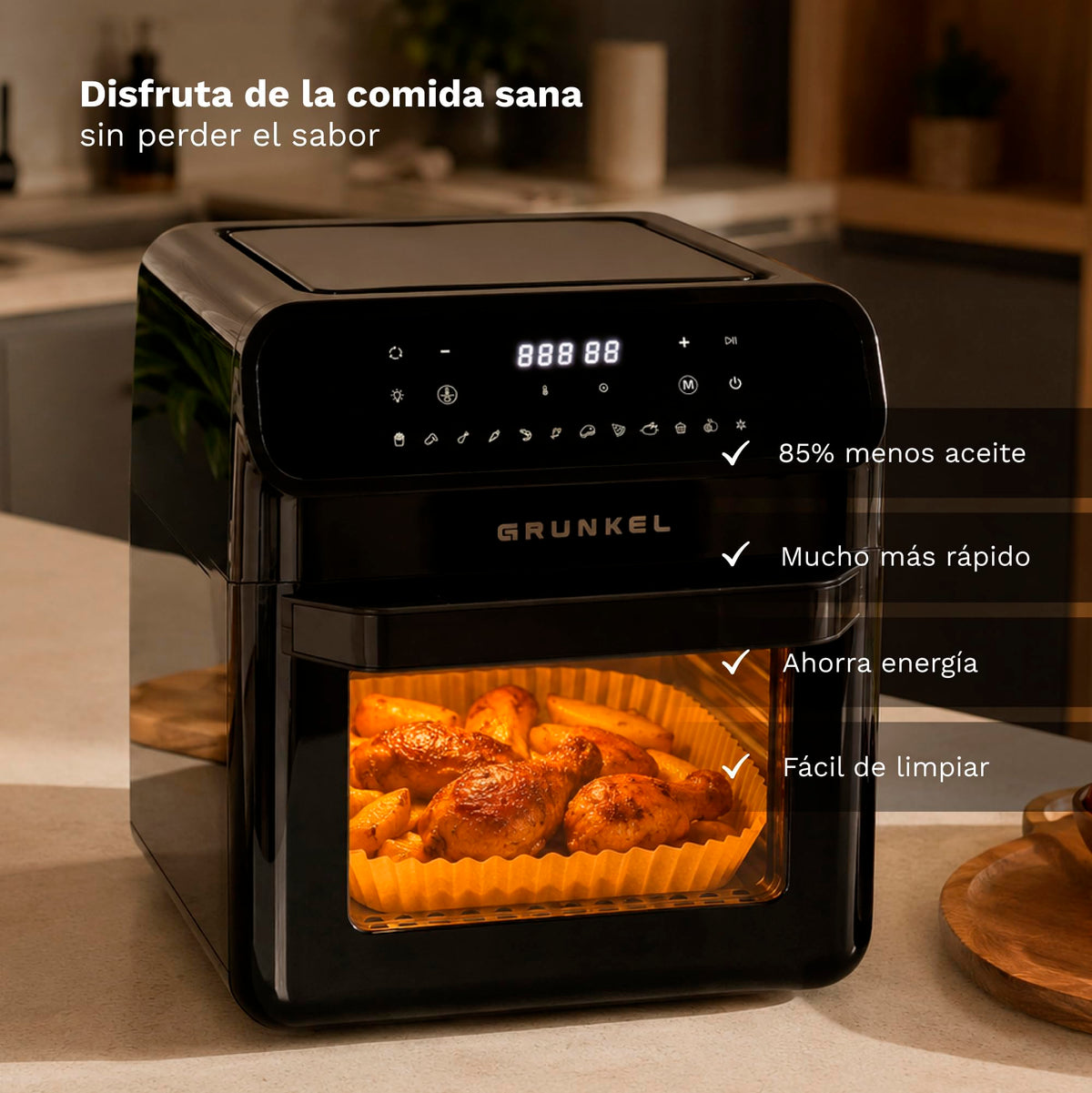Freidora aire horno 12 L Grunkel BLACKFRYEROVEN negra