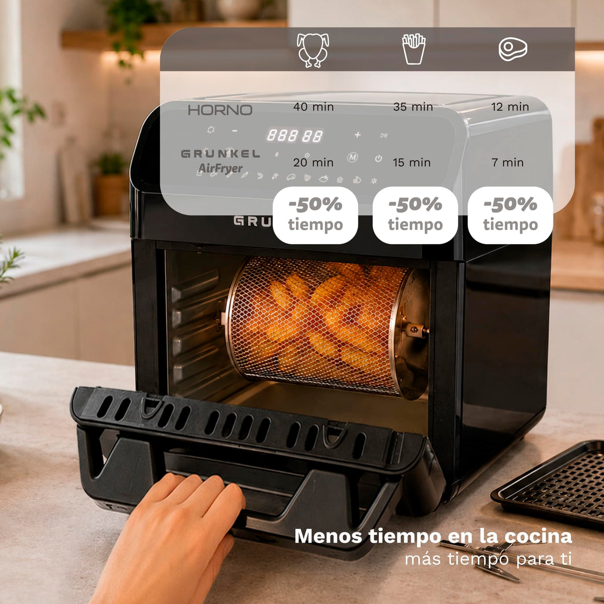 Freidora aire horno 12 L Grunkel BLACKFRYEROVEN negra