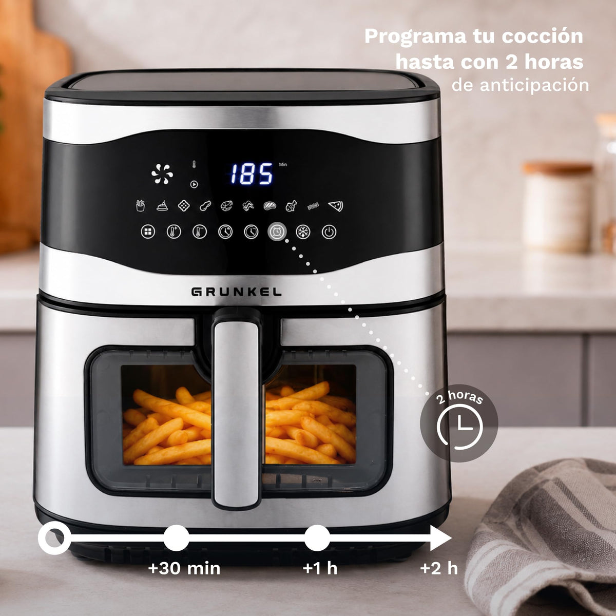 Freidora aire 9 L Grunkel MAXISTEELFRYER