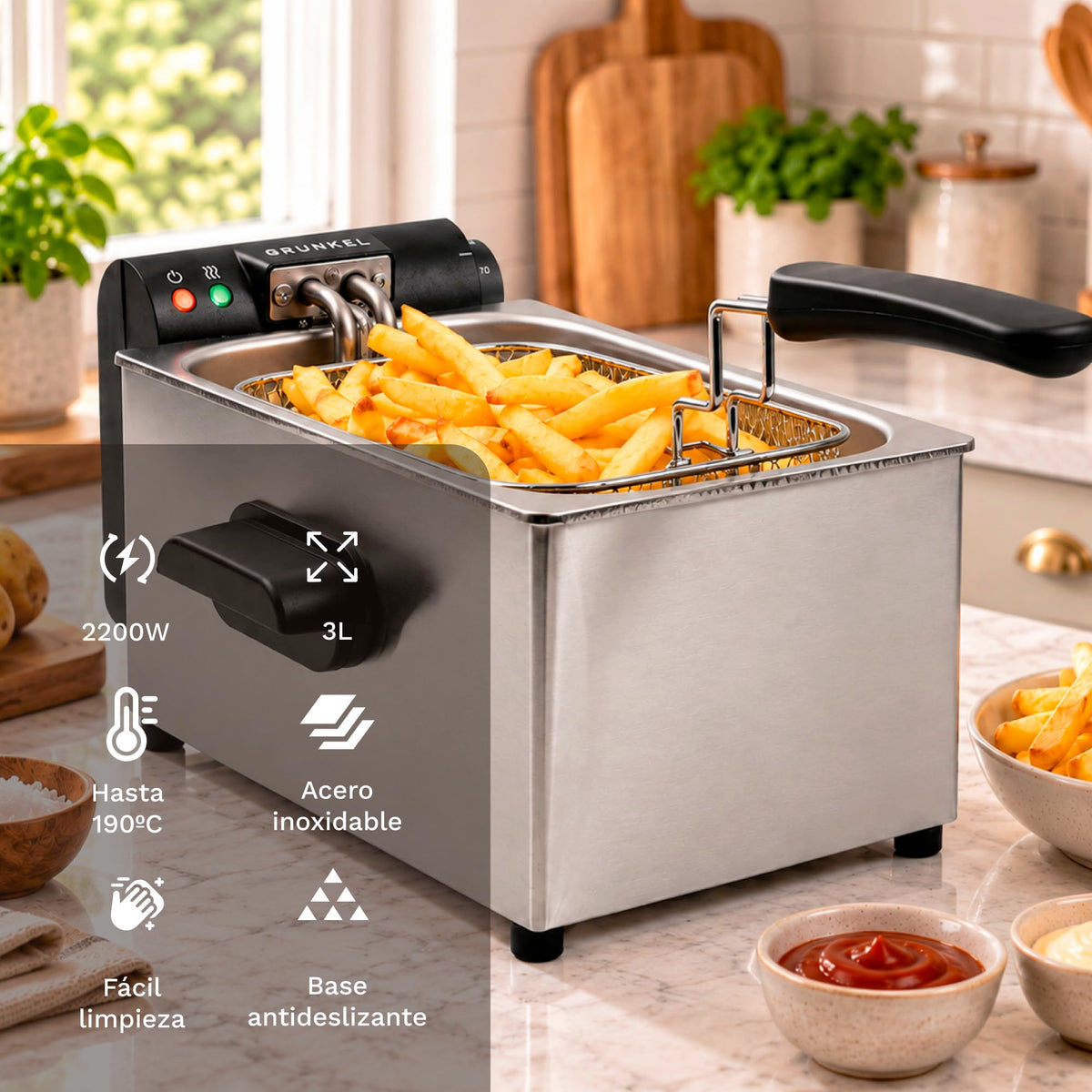 Freidora aceite 3 L Grunkel FRYPRO-3SS