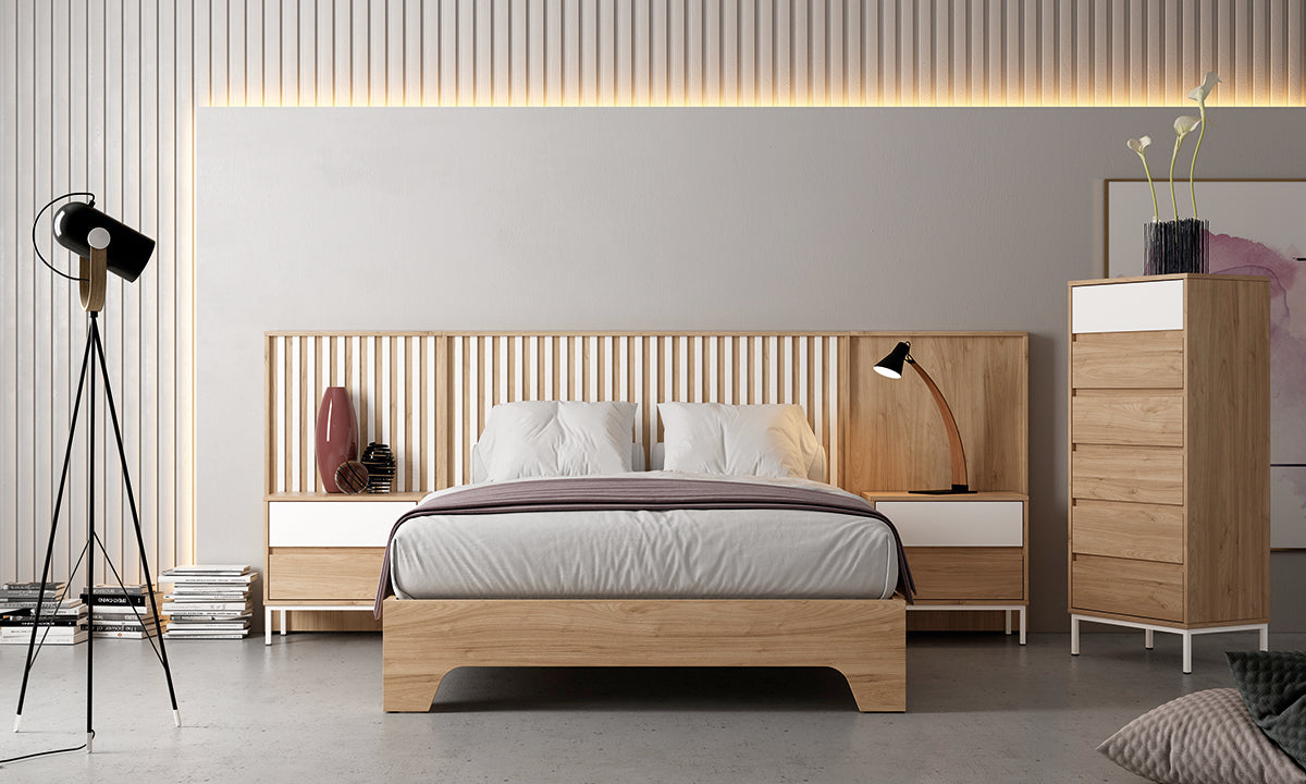Cabezal MINIX GHIO de Muebles Azor en Nogal/Blanco (composición 24)