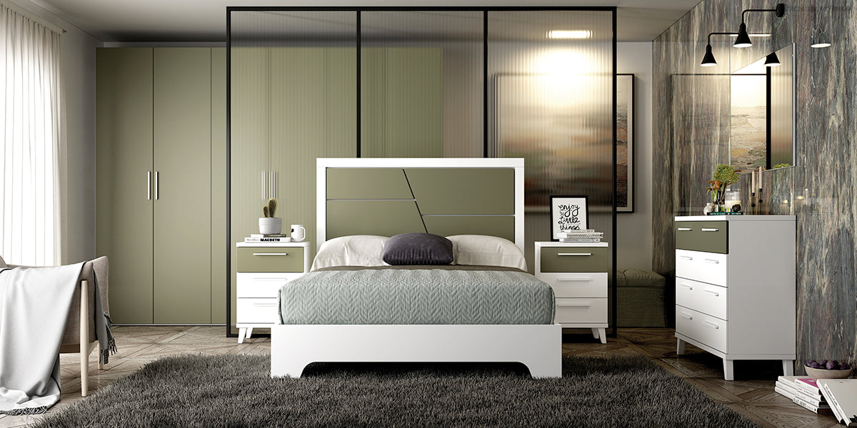Cabezal YOKI GHIO de Muebles Azor en Blanco/Oliva (composición 30)