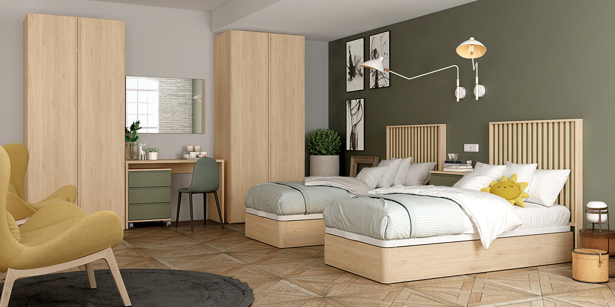 Cabezal MINIX GHIO de Muebles Azor en Roble/Oliva (composición 36)