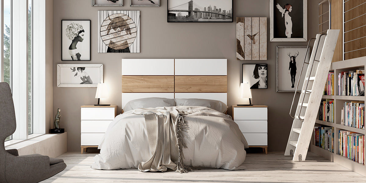 Cabezal GRECCO GHIO de Muebles Azor en Nogal/Blanco (composición 45)
